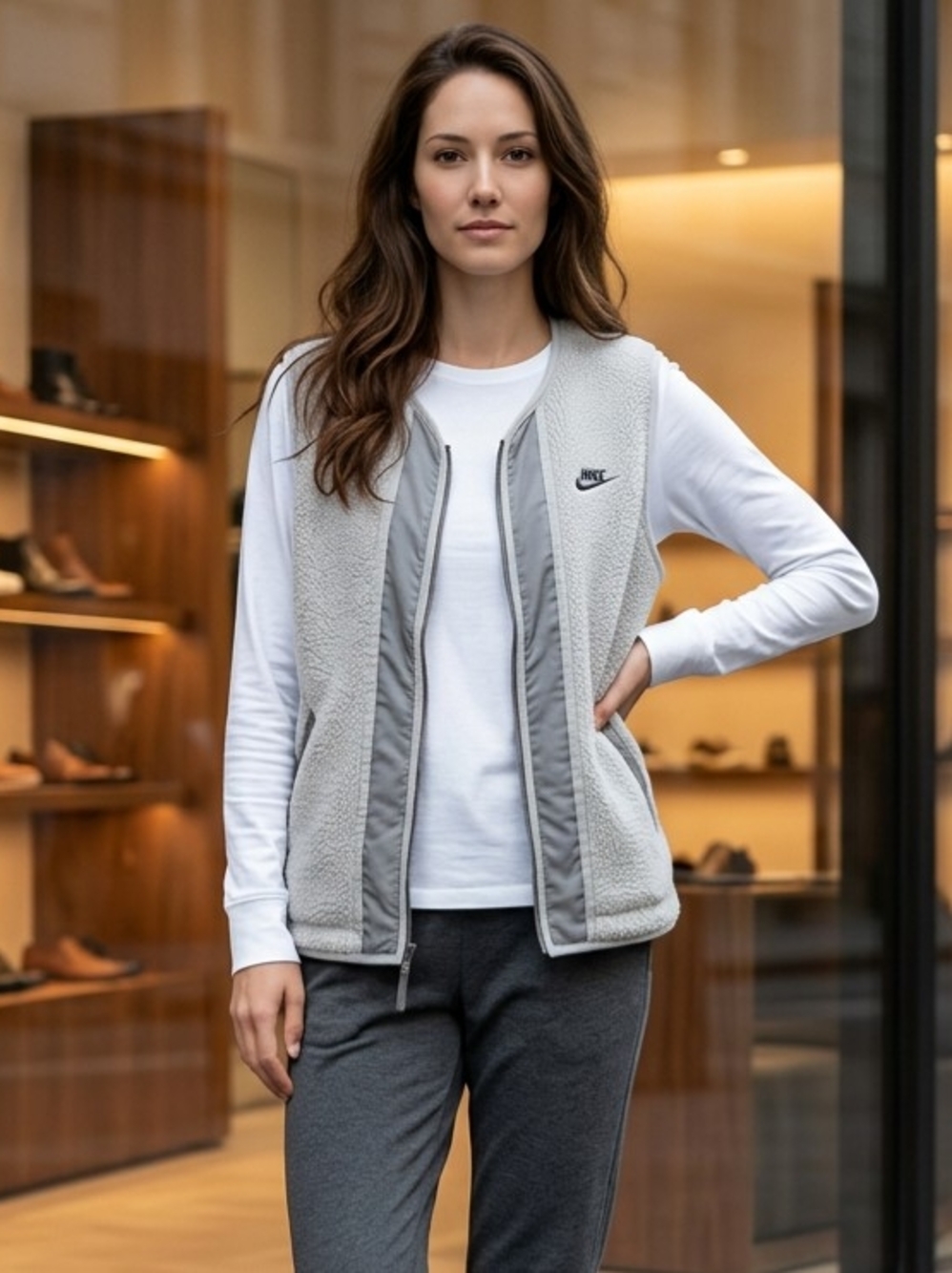 Nike Sherpa Sleevless Vest Full Zip Front Size XL
